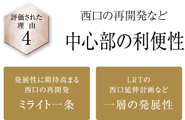 評価された理由4 西口の再開発など中心部の利便性